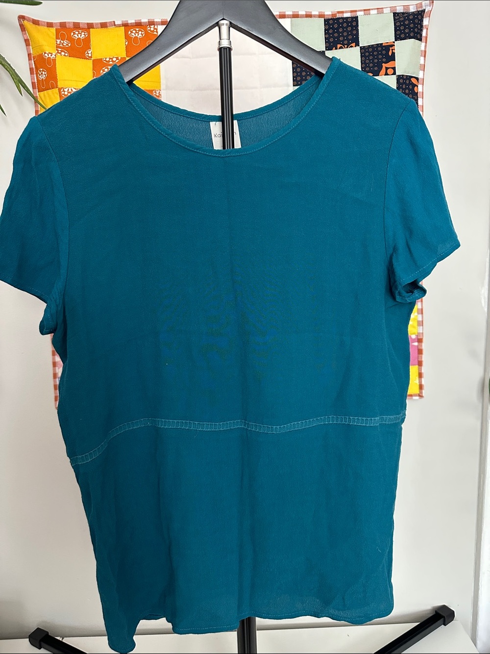 Kaleigh Women’s Teal Short-Sleeve Blouse Top